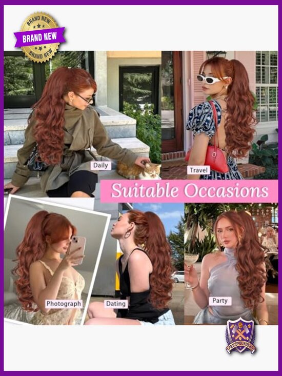 24 inch Claw Clip Ponytail Extension Long Curly Wavy Hairpiece for Women main image 3
